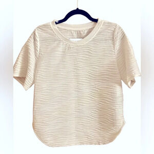 2/$15 - Textured Cream Short Sleeve Blouse - Large